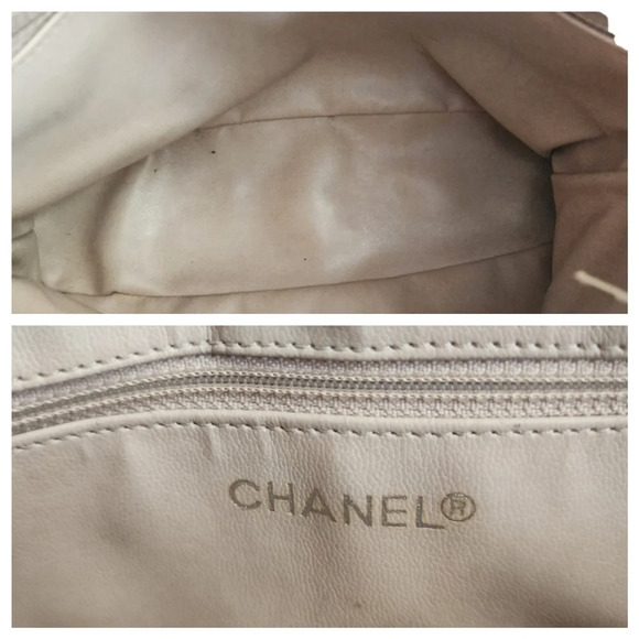 Authentic cream beige CHANEL matelasse quilted double chain shoulder bag - Picture 10 of 11